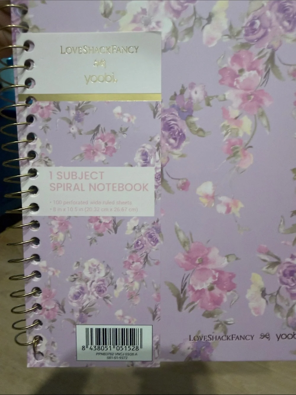 LoveShackFancy x Target Floral Spiral Notebook - Lavender & Pink
